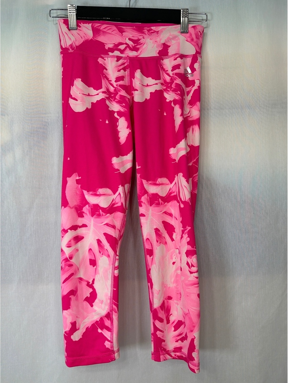 Adidas Climalite Pink Floral Activewear Cropped Leggings Women's Small